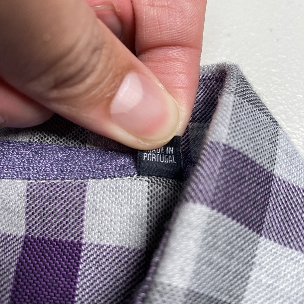 Hammer Made Shirt 18.5 46 Mens L/S Button Up Purple Gingham Check Preppy - Picture 8 of 9